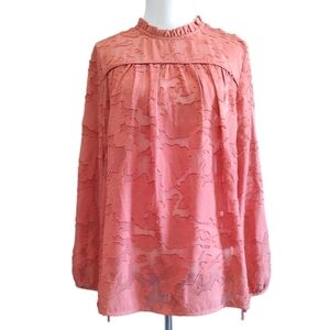 Simply Styled Sheer Peach Long Sleeve Top Size M